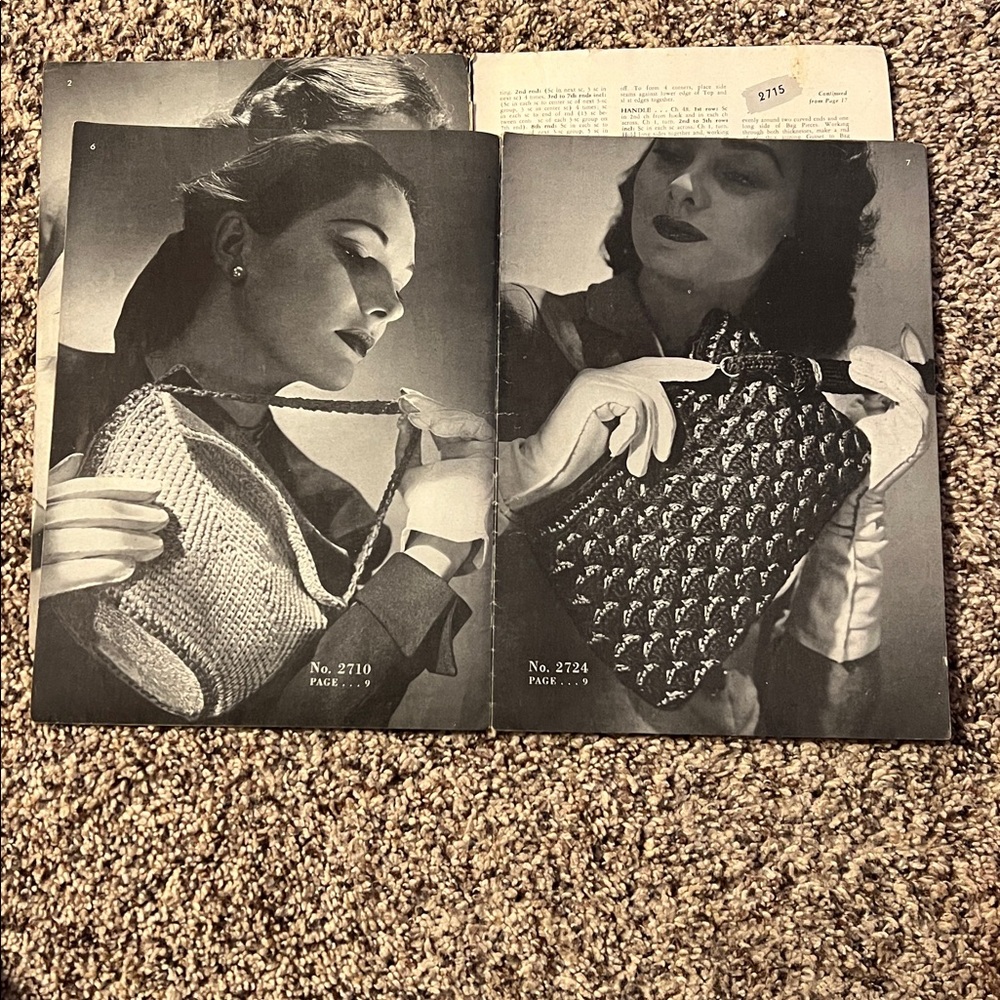 Vintage 1945 Clark's O.N.T. and J.& P. Coats Crochet Pattern Booklet titled Bags - Picture 5 of 11